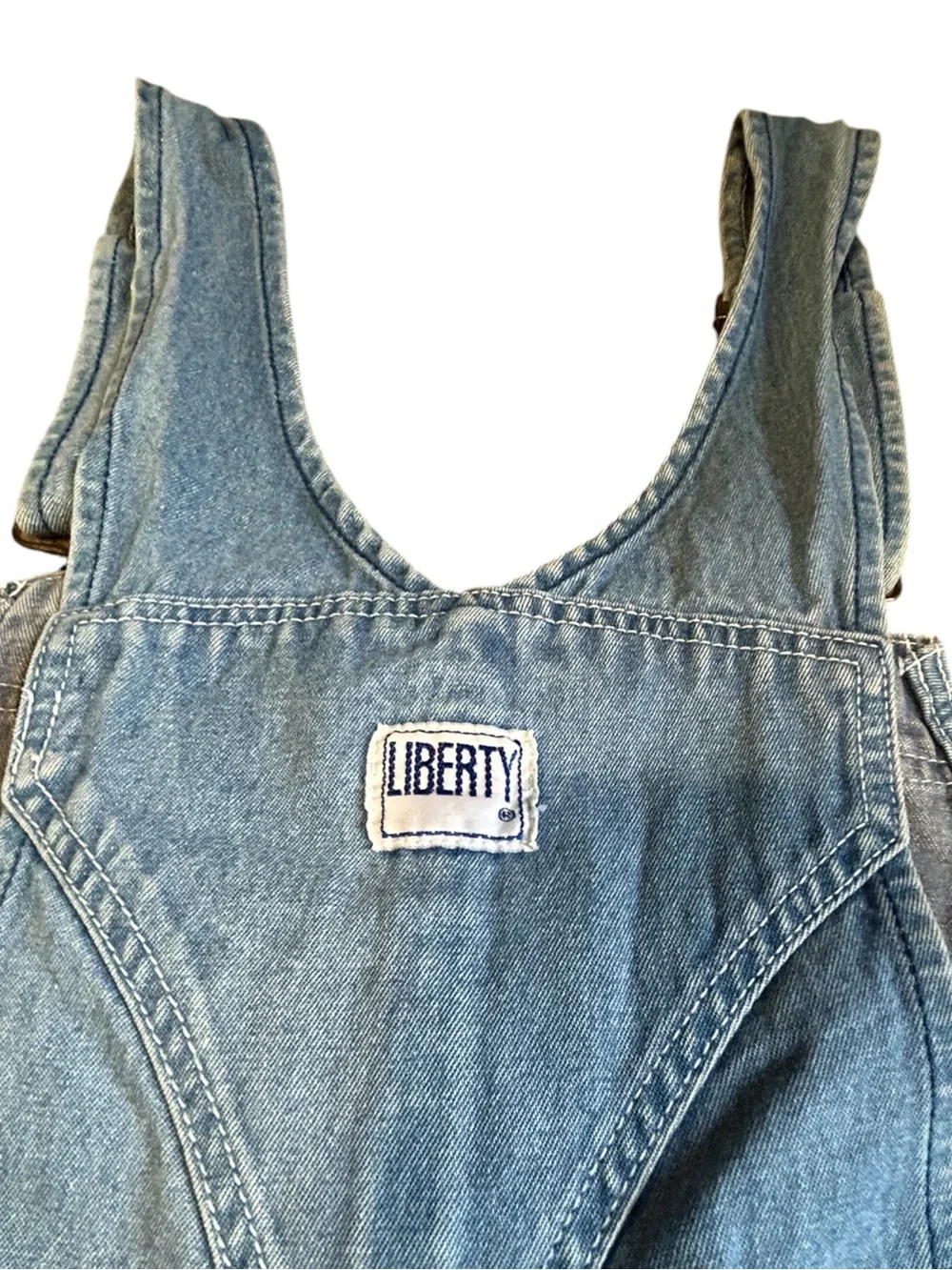 Vintage Liberty Denim Overalls Men’s 48x32 Light Wash Carpenter - Picture 10 of 16